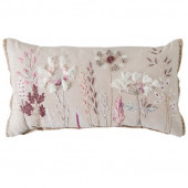 Amaryllis Embroidered Cushion - Blush
